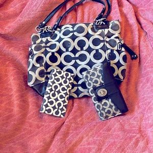 Coach 3 piece set ***VINTAGE*** Peyton Op Art Tote/Wallet-Checkbook, Circa 2000s